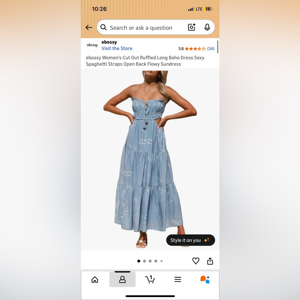 Elegant Blue Backless Dress